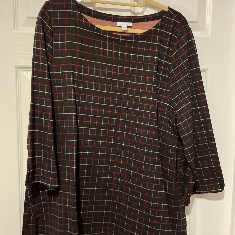 J. Jill Ponte Knit Windowpane Top, Size XL, NWT